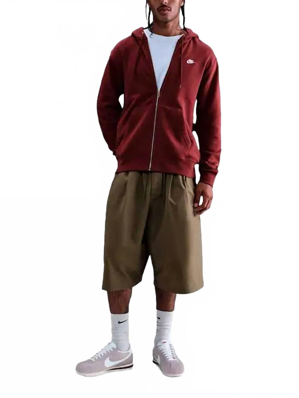 Men's Full-Zip Fleece Hoodie In Burgundy