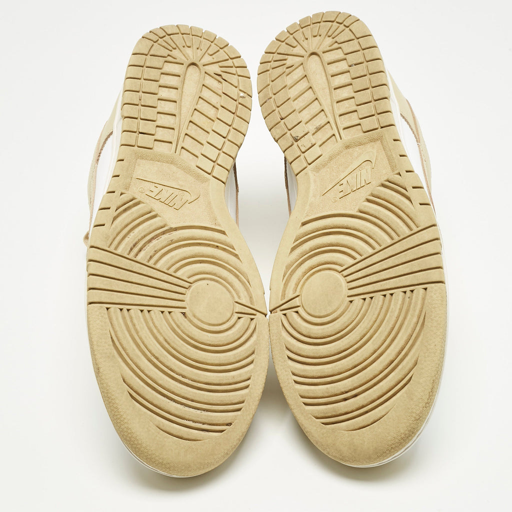 Nike Beige/white Leather Dunk Low Team Gold Sneakers