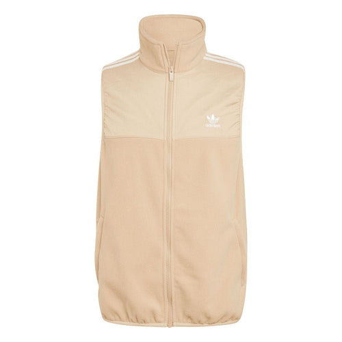 adidas Originals beige fleece vest, sleeveless high collar with full-length front zipper