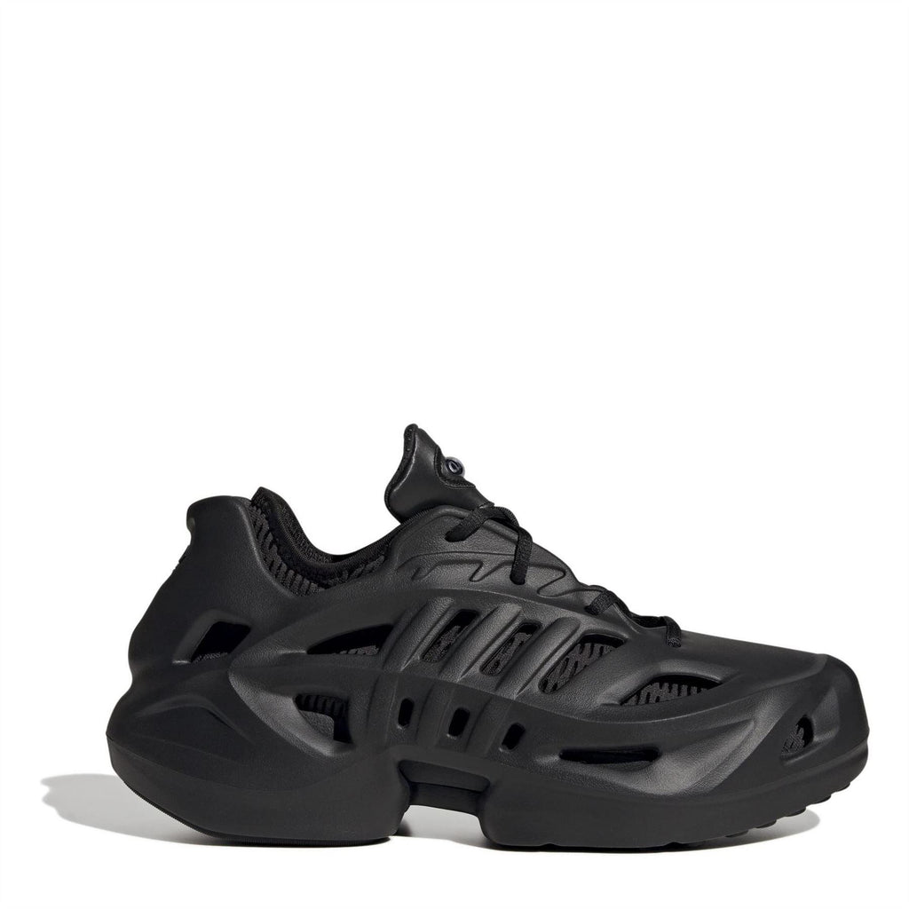 Black adidas Adifom low-top sneakers, side view with ventilated panels