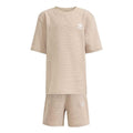 Infants' stone khaki waffle knit t-shirt and shorts set with adidas logo.