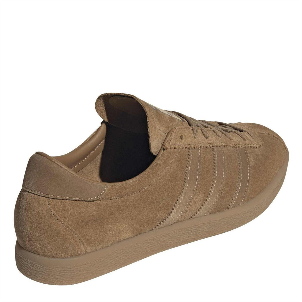 Brown suede adidas Originals trainers, padded collar and side stripe detailing