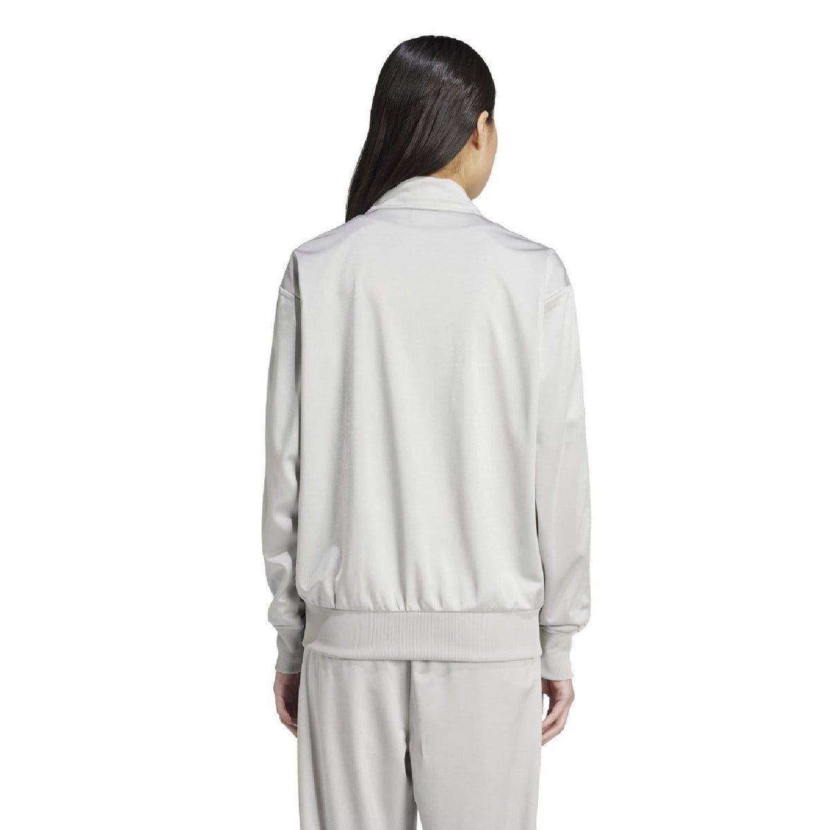 Light grey adidas Originals track jacket, back view with stand collar