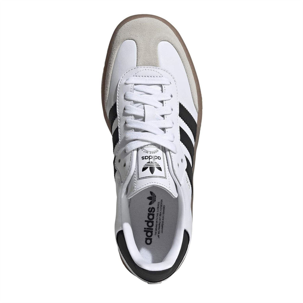 adidas Originals Samba sneakers front view, white laces and black heel detail