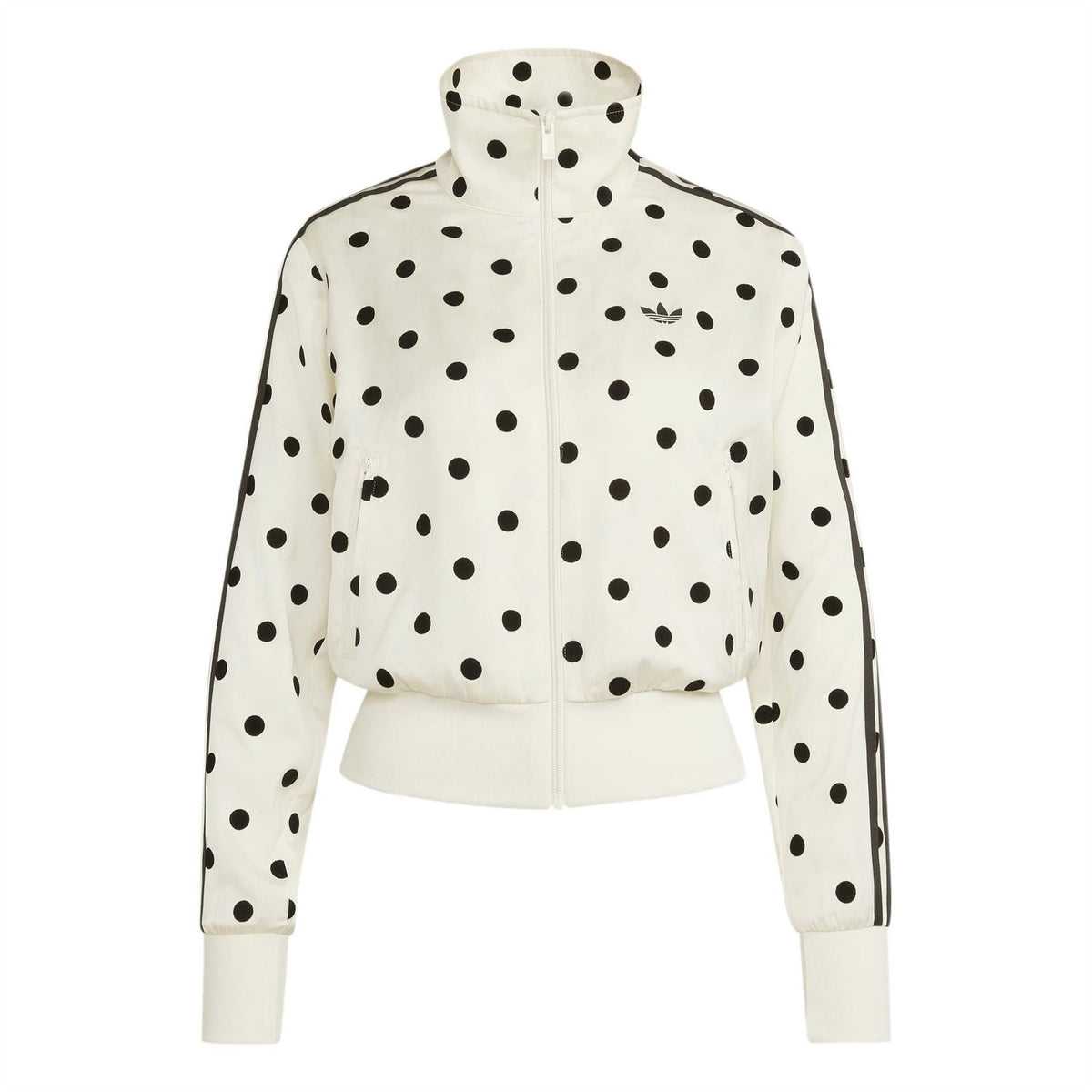 adidas Originals polka-dot track jacket with hood, off-white and black graphics