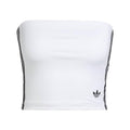 Adidas Originals white strapless tube top with black 3-stripe side detail and Trefoil logo