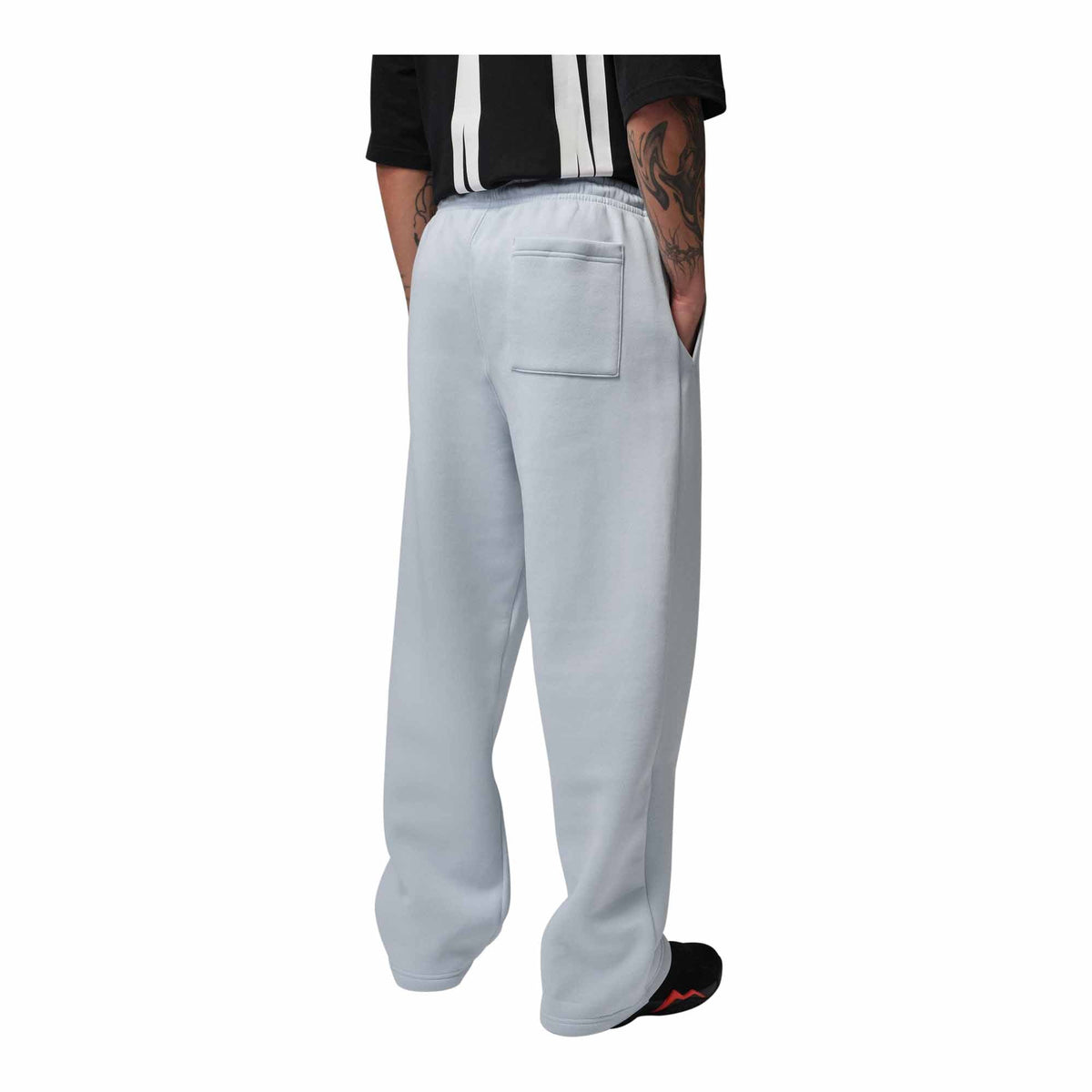 Mens Jordan Brooklyn Fleece Oversized Open Hem Pants Aura/Black