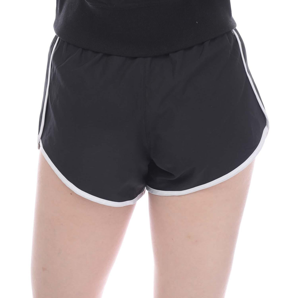 Black adidas Originals shorts with white trim and elastic waist