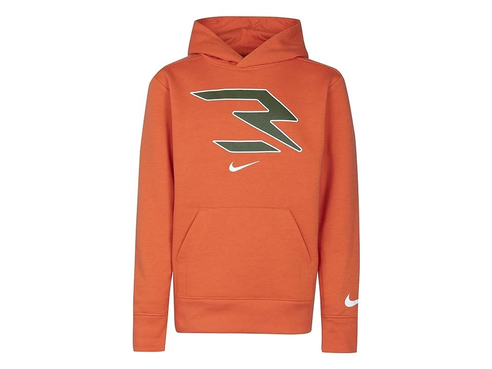 Kids Nike 3BRAND Icons Fleece Hoodie Orange Graphic Print Pullover GBO150