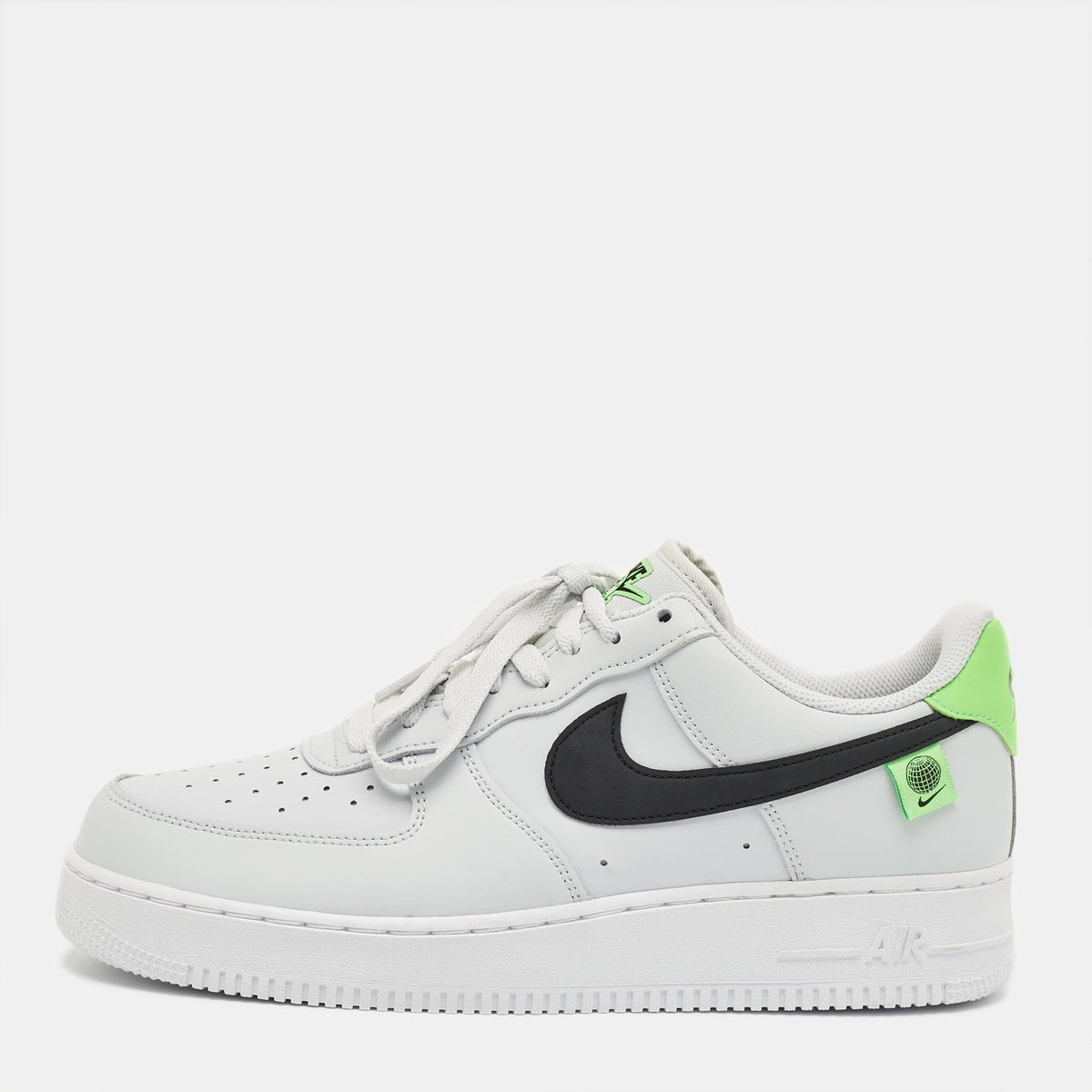 Nike Grey Leather Air Force 1 Low Worldwide Pure Platinum Sneakers