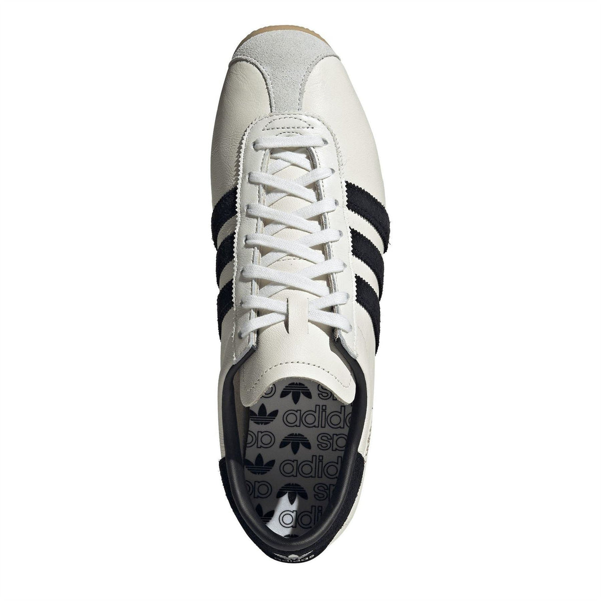 Adidas Originals sneakers, white toe with black stripes and lace-up eyelets