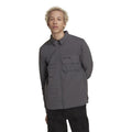Grey adidas Originals zip-up long-sleeve shirt-jacket with stand collar and chest pocket