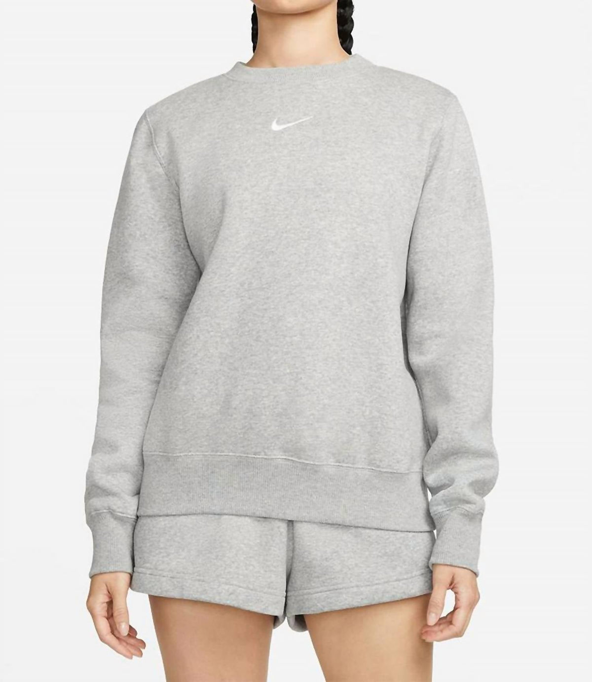 Phoenix Fleece Crew Sweatshirt In Dk Heather Grey/white