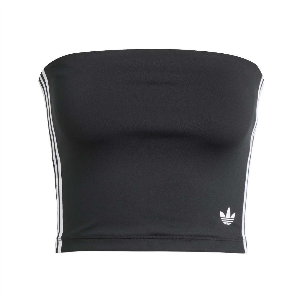 adidas Originals Adicolor tube top front, black with white side stripes and trefoil