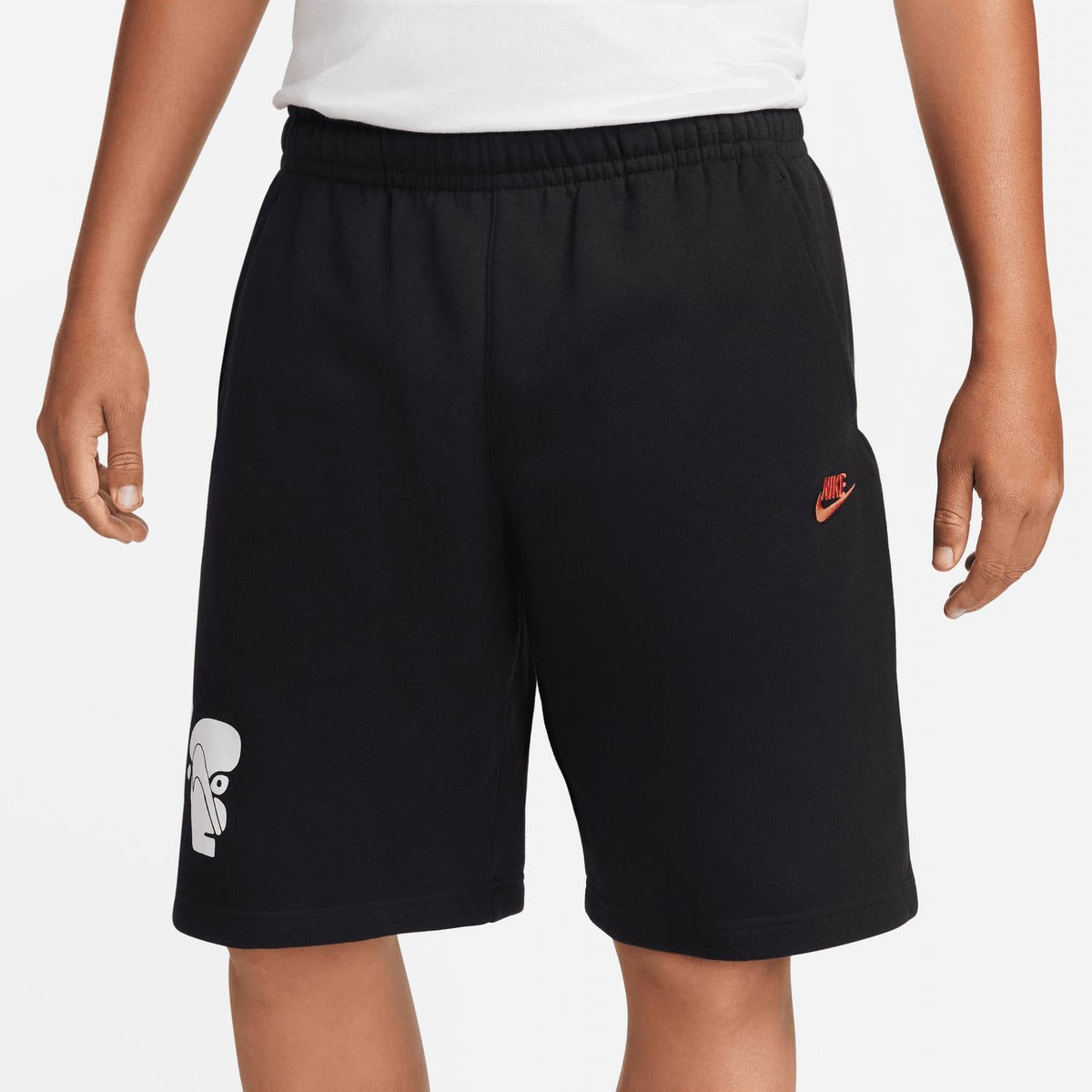 Men's Fleece Graphic Shorts In Black/white-Lt Crimson