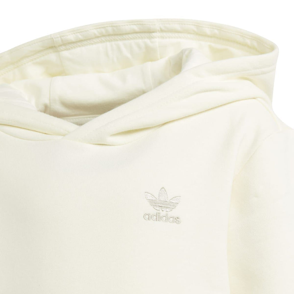 Cream kids' hoodie with adidas trefoil logo and lined hood