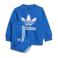 Infant blue crew sweatshirt and jogger set with adidas logo and contrast stripes