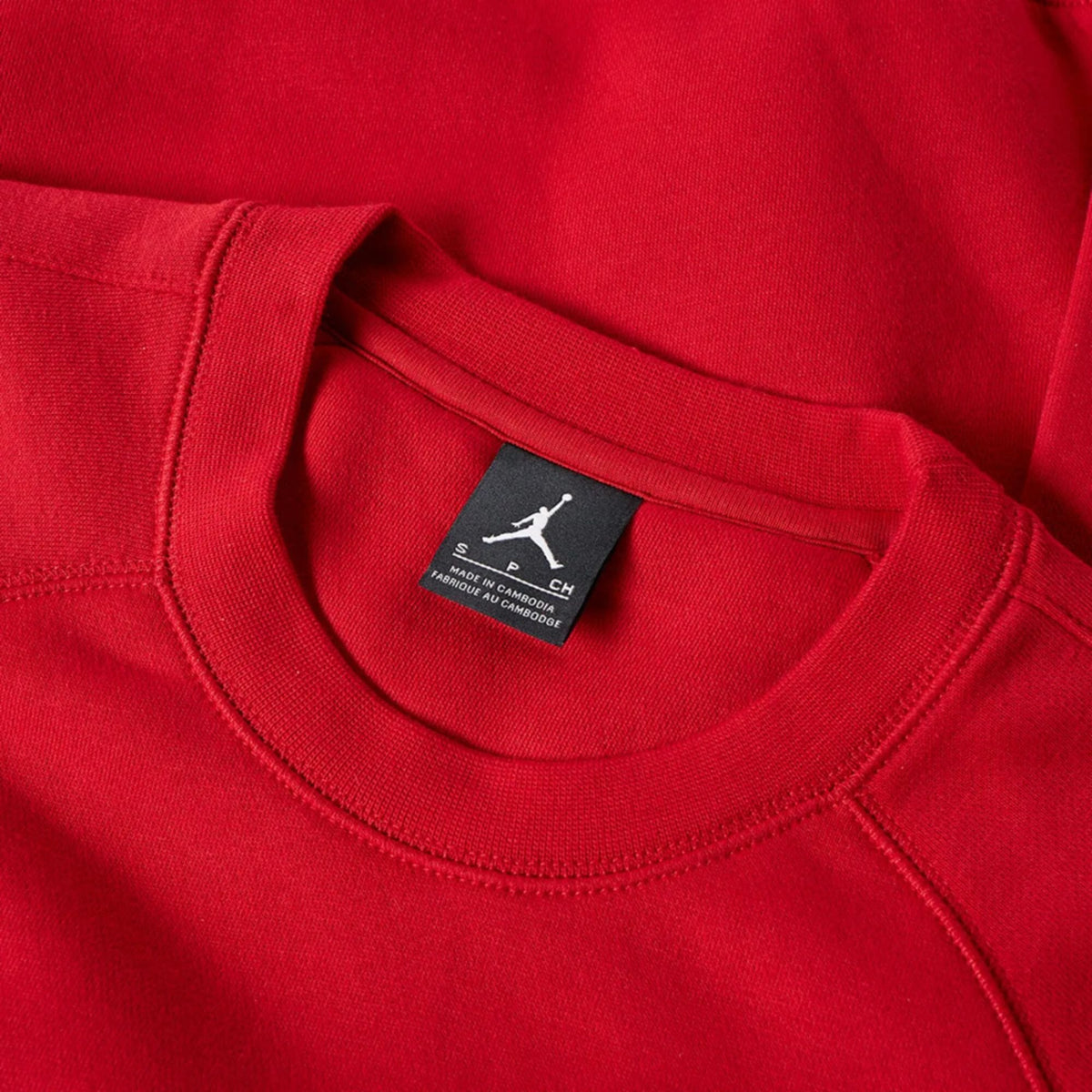 Men's Nike Jordan Flight Fleece Crew Sweatshirt Gym Red/Black 823068-687