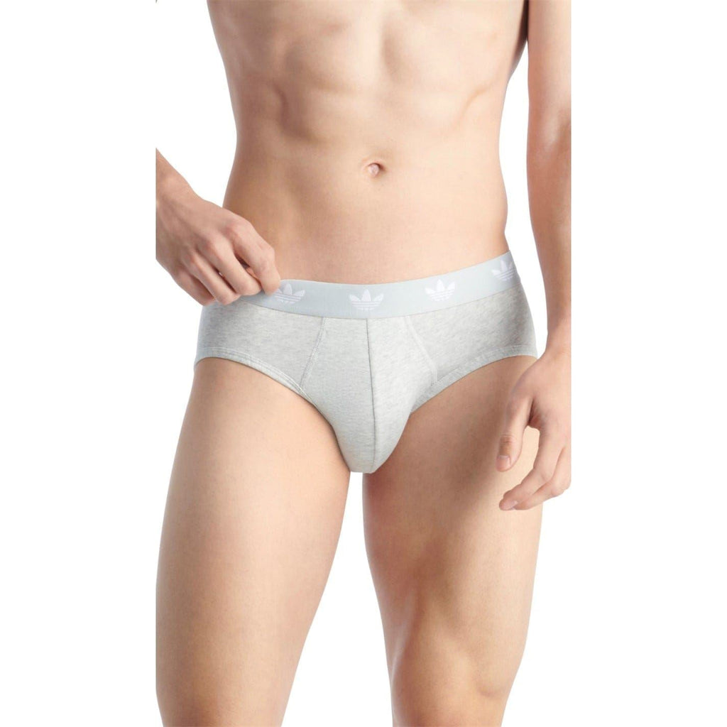 Men's light gray cotton briefs with logo waistband and classic brief cut