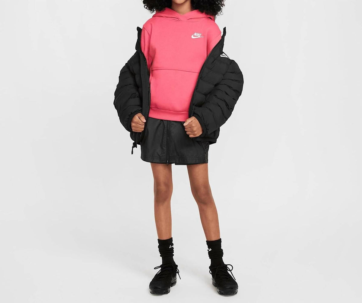 Sportswear Club Fleece Pullover Hoodie In Aster Pink/white