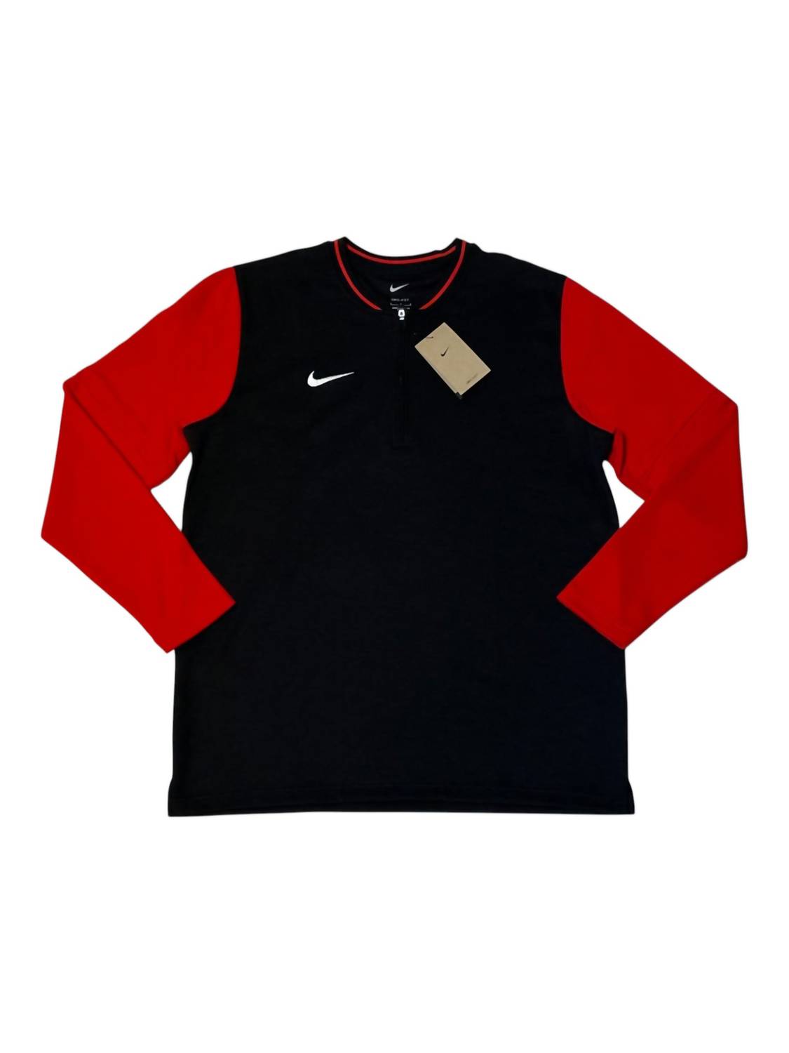 Men's Dri-Fit Half Zip Top In Black/university Red