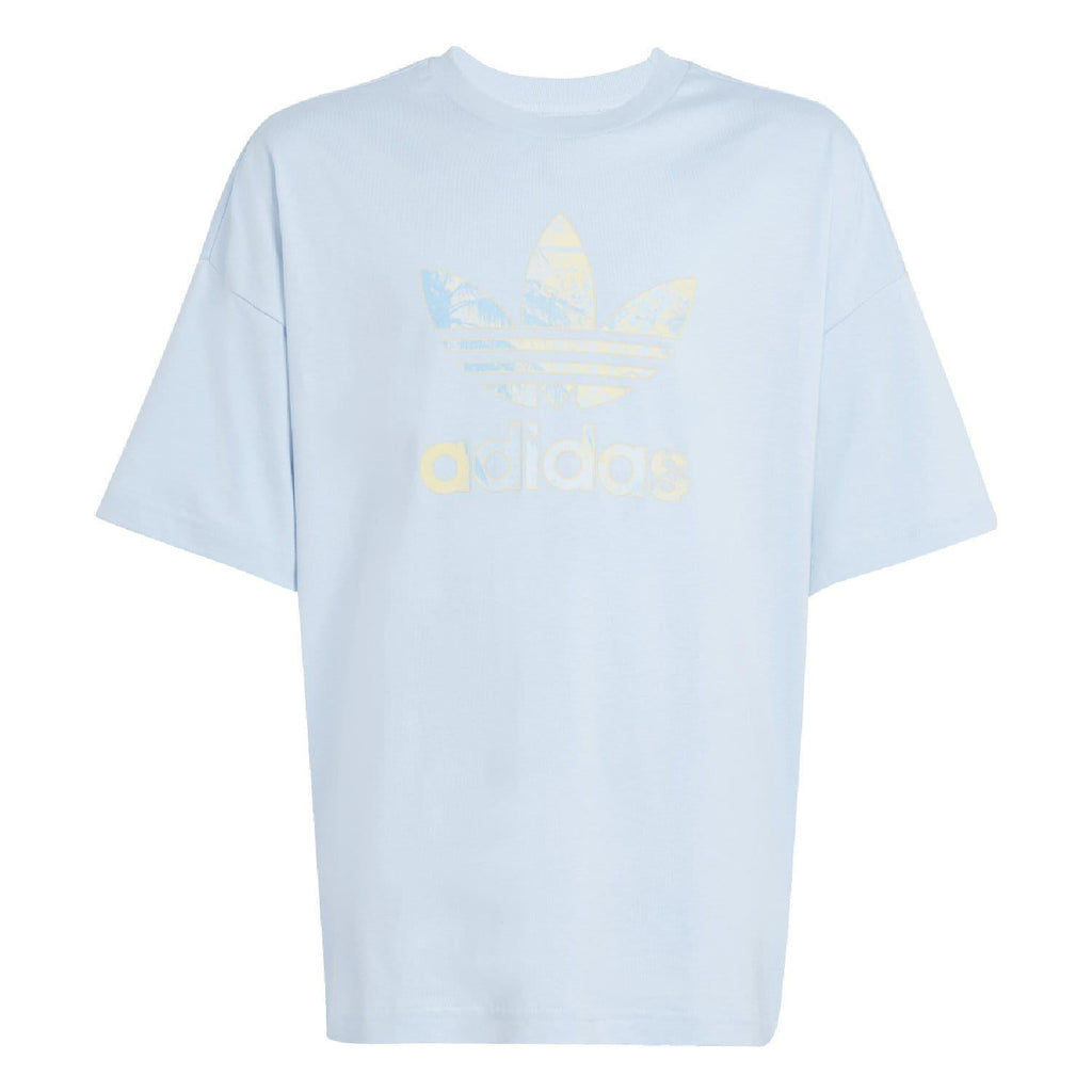 Light blue junior short-sleeve t-shirt with adidas Originals trefoil logo on chest