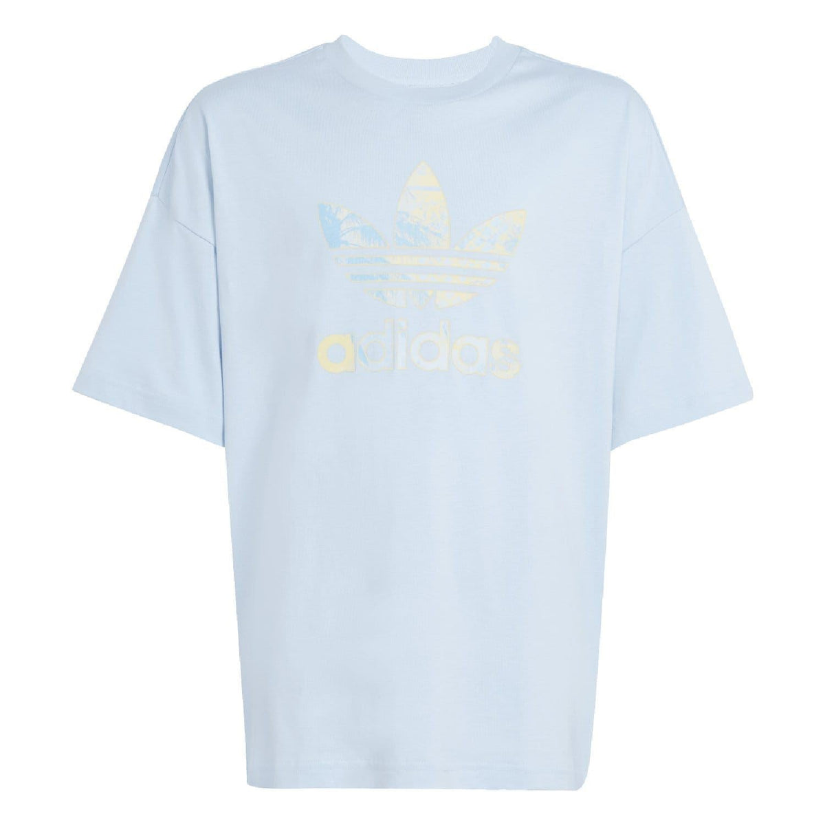 Light blue junior short-sleeve t-shirt with adidas Originals trefoil logo on chest