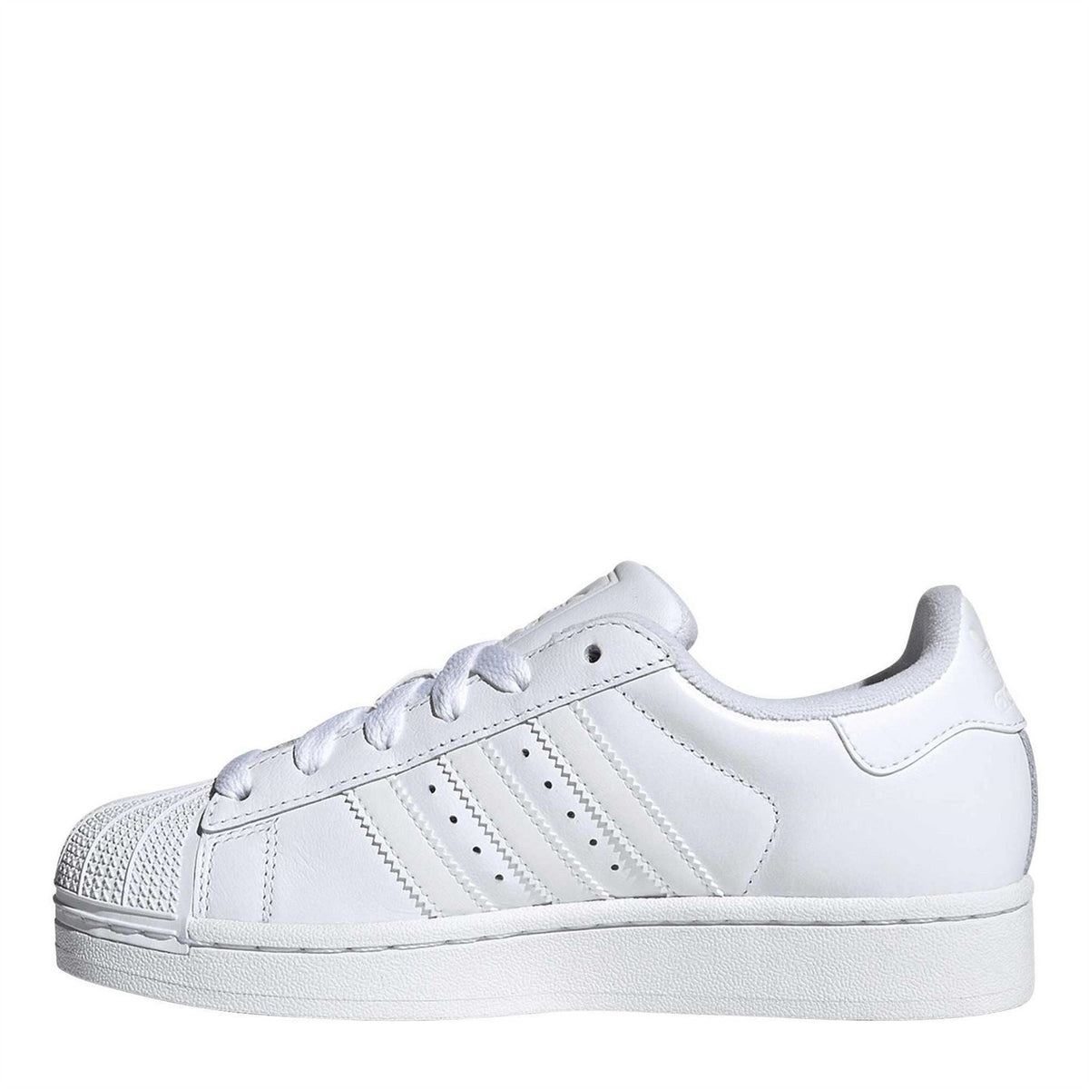 adidas Originals Superstar II sneakers, white leather lace-up with 3 stripe panels