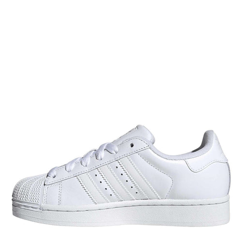 adidas Originals Superstar II sneakers, white leather lace-up with 3 stripe panels