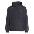 Black adidas Originals anorak jacket with hood and front half-zip, mock pocket detail