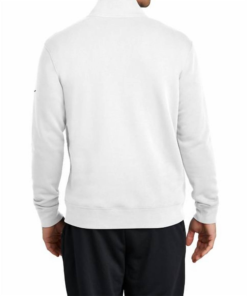 Club Fleece Sleeve Swoosh 1/2 Zip Pullover In White