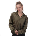 adidas Originals olive satin track top with zip front and stand collar