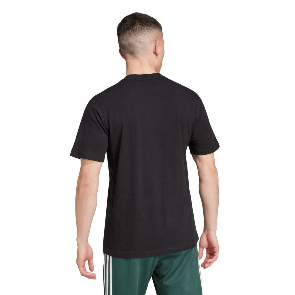 Black adidas T-shirt back view with smooth fabric and no visible graphic