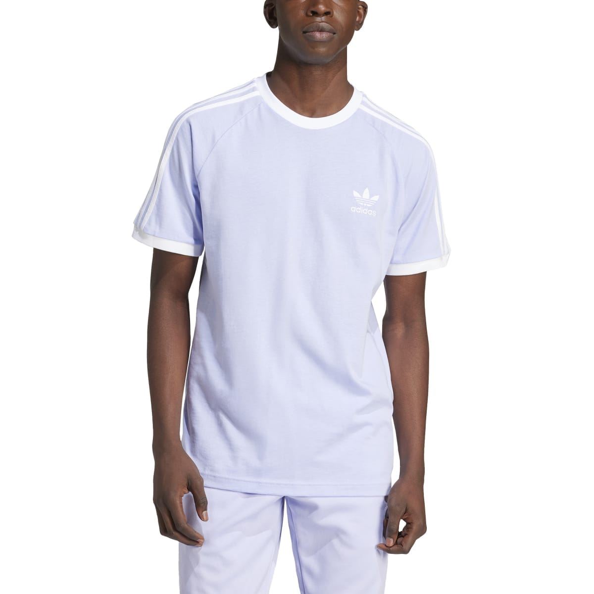 Lavender adidas Originals Adicolor 3-Stripes T-shirt with crew neck and small chest trefoil