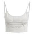 Cropped sports bra with thin straps and panel seams, white