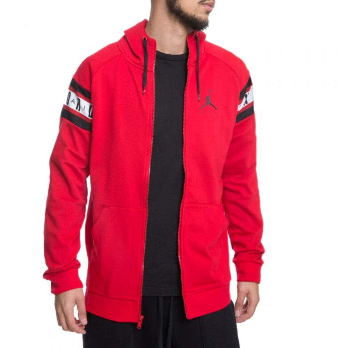 Men's Nike Jordan Jumpman Air Basketball Full Zip Hoodie Red/Black AR2248-687
