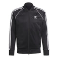 Black adidas Originals SST track jacket with white sleeve stripes and zip front