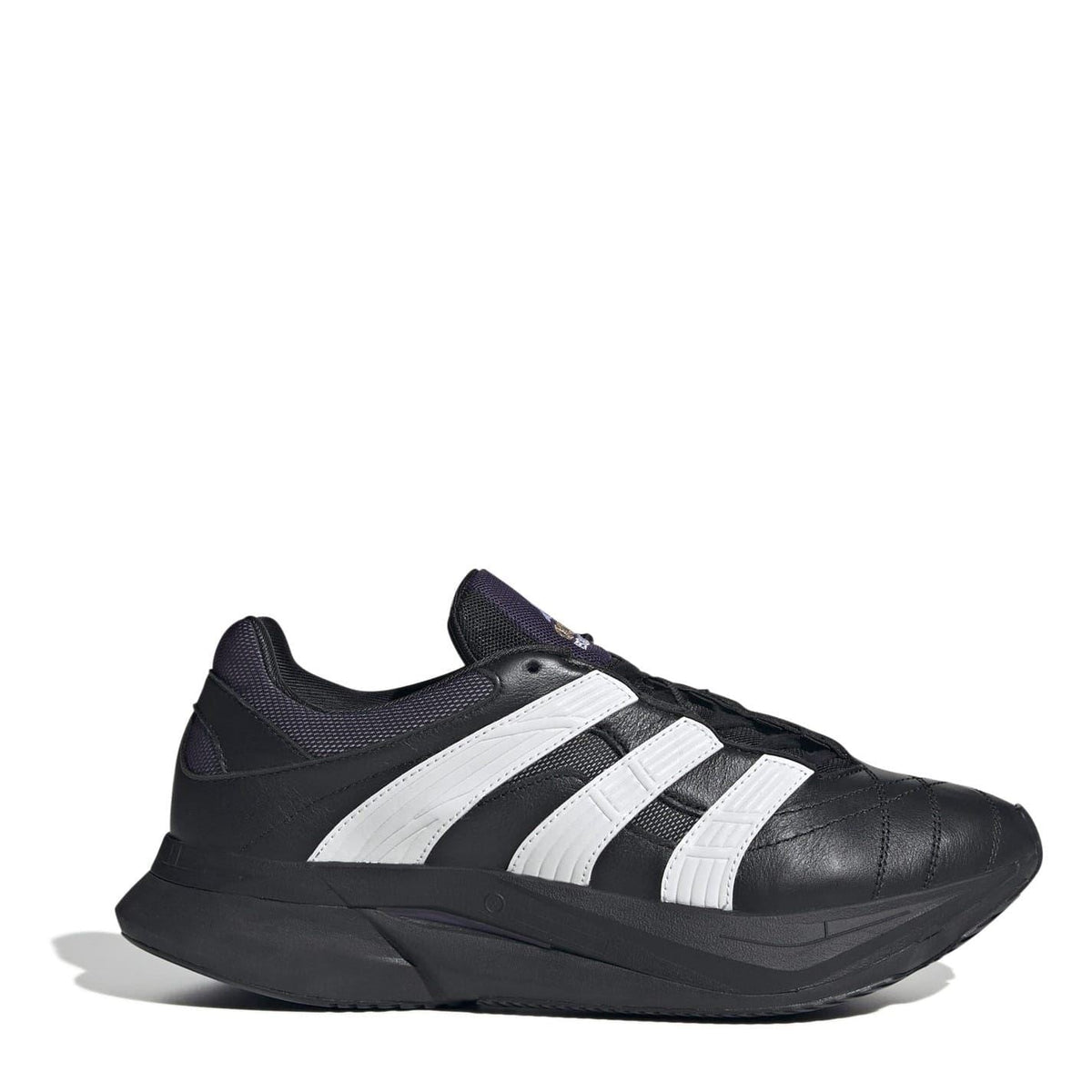 adidas Originals EQT Predator sneakers, black with white three stripes and thick sole