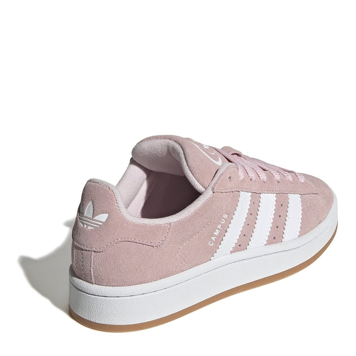 adidas Originals Campus 00s pink suede trainer with white 3-stripe detail and lace-up closure