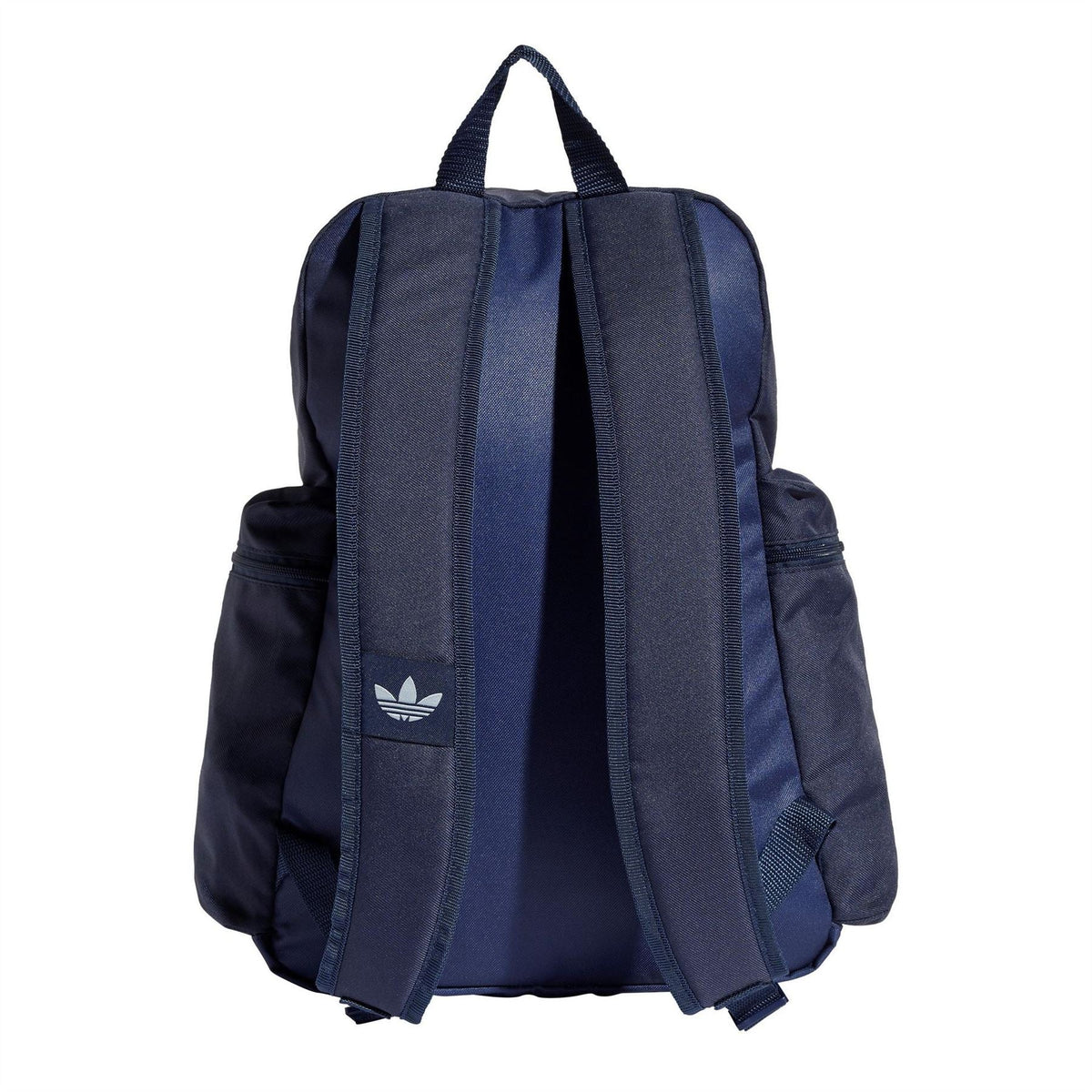 Night Indigo backpack with adidas trefoil on back panel and padded adjustable straps
