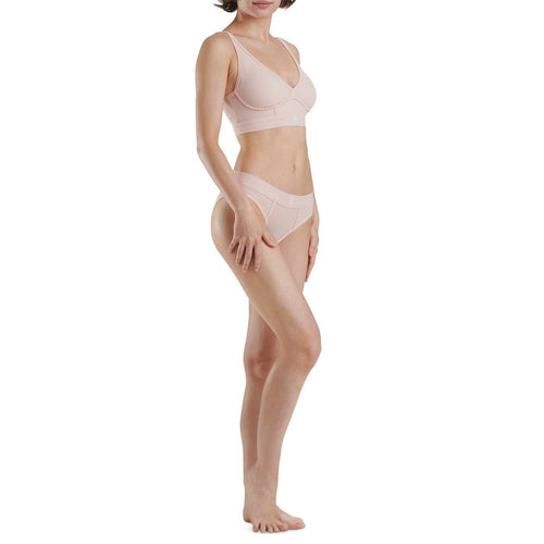 Adidas Originals 2x2 Rib High Waist Brief in white, showing the ribbed fabric and high waist design for comfortable nightwear or underwear.