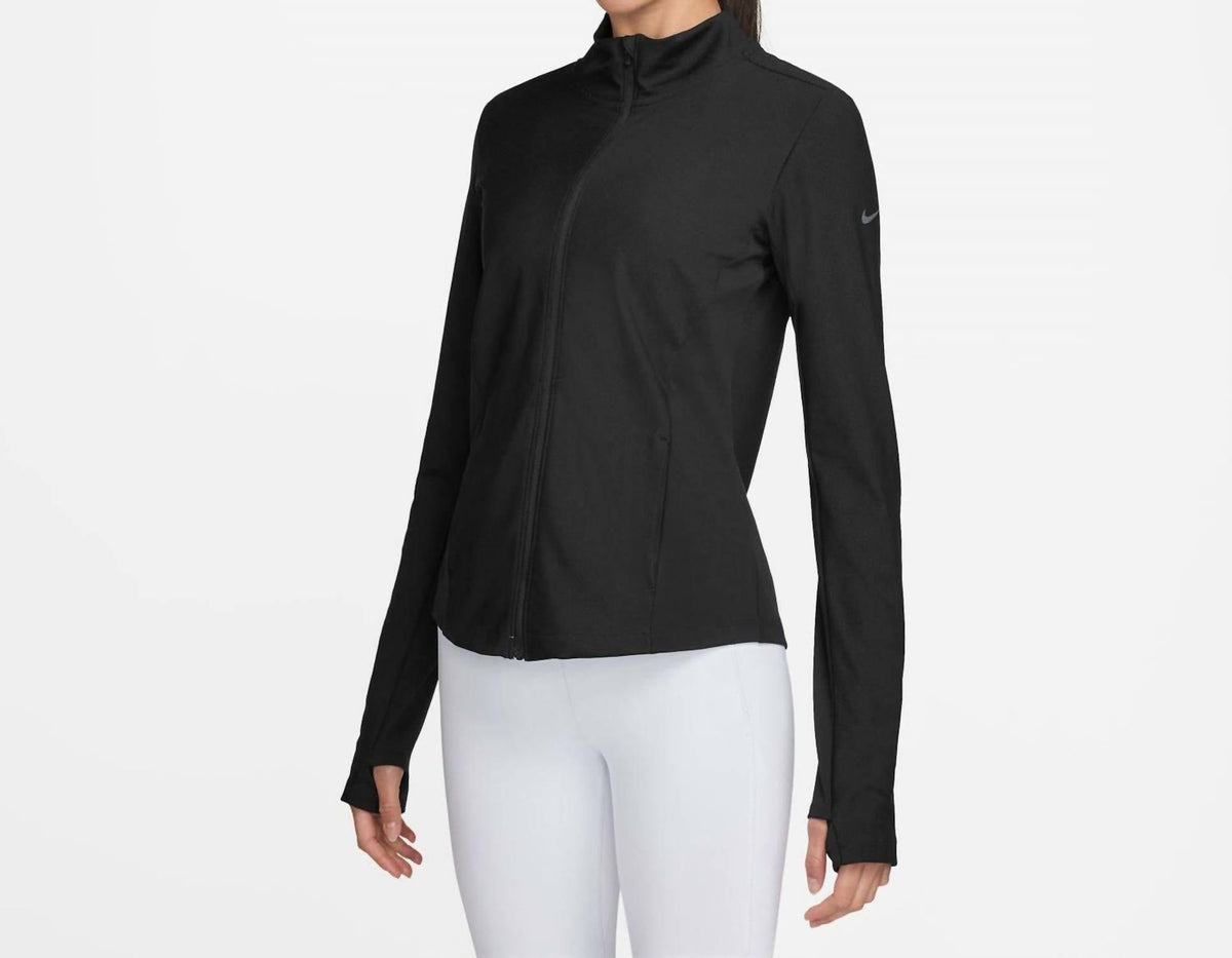 Women's One Ribbed Full Zip Mid Layer Top In Black
