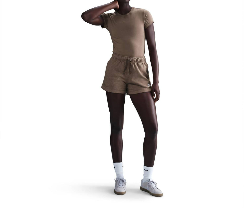 Women's Sportswear Club Fleece Mid-Rise Shorts In Mink Brown/heather/white