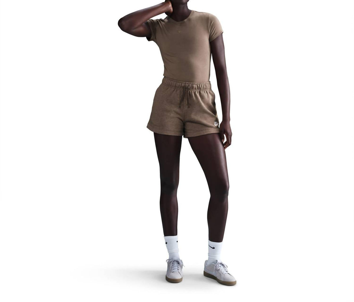 Women's Sportswear Club Fleece Mid-Rise Shorts In Mink Brown/heather/white