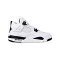 Air Jordan 4 Retro GS sneaker, white leather with black panels and red heel tab