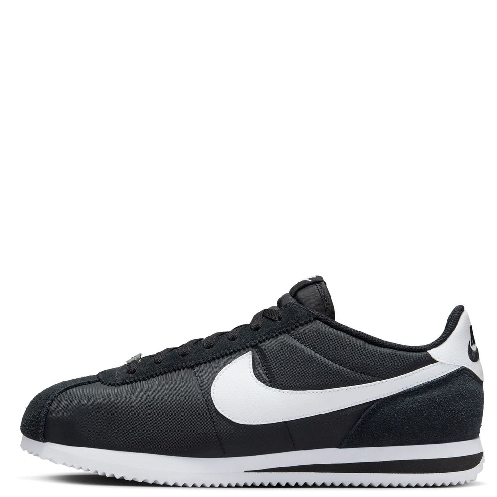 Men's Nike Cortez TXT sneakers, black with white swoosh, lace-up low-top