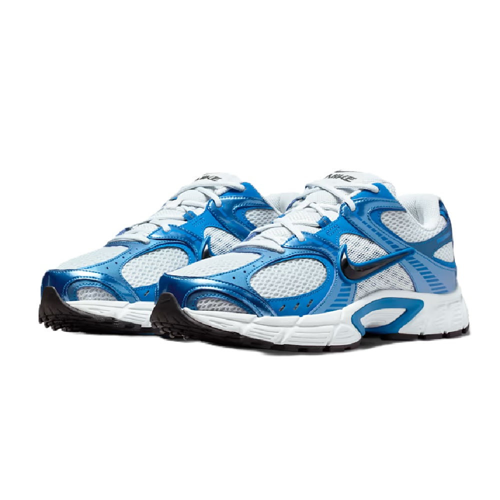 Nike men's running shoe pair, blue-and-white upper with black outsole trim