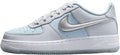 Kids' Nike Air Force 1 sneakers, light platinum leather with metallic silver swoosh