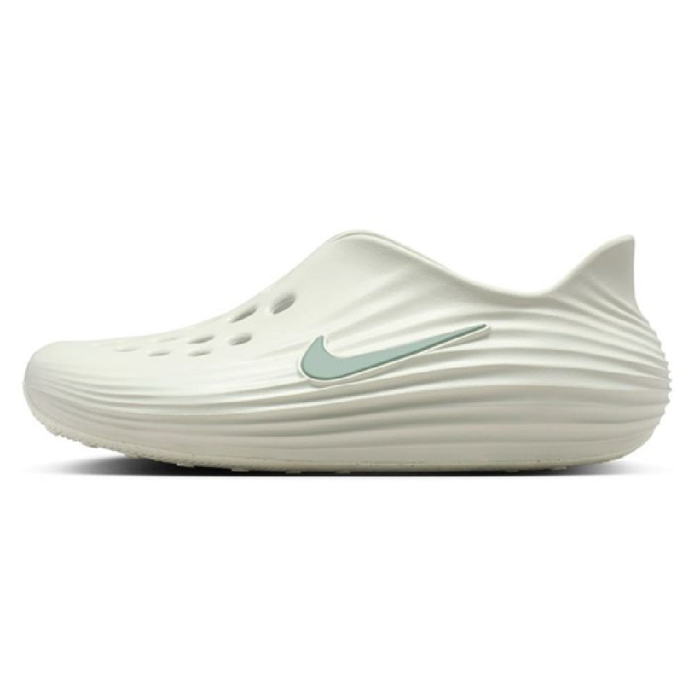 Men's Nike ReactX slip-on sneakers, white with teal Swoosh and vent holes