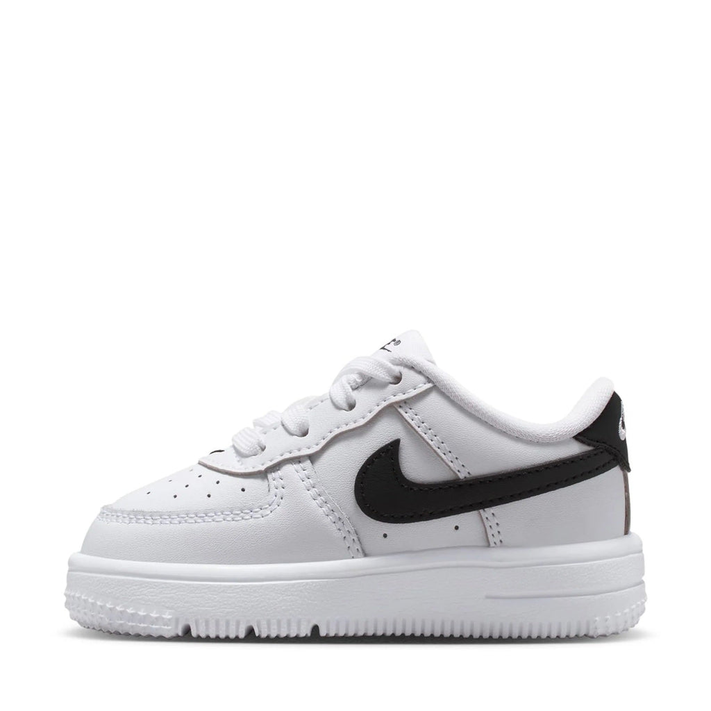 Kids' Nike Force 1 Low lace-up sneakers, white with black Swoosh and accents